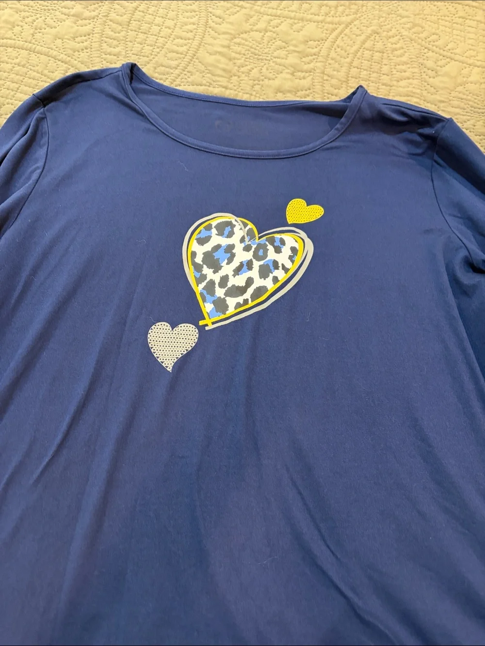 Amazon Navy Blue Heart Accent Leopard Print Pajama Set
